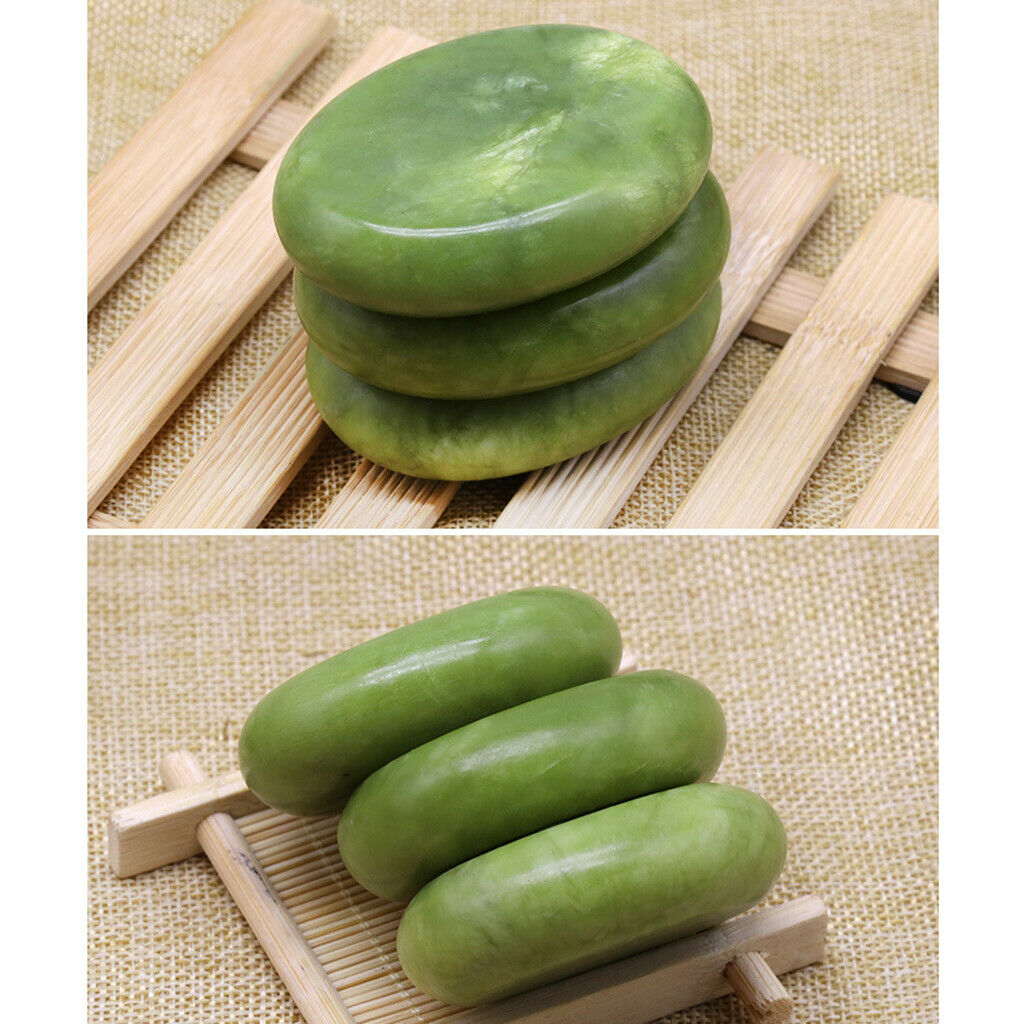 2x Oval Natural Jade Massage Stones for Salon Body Massage Relaxation 5x6cm