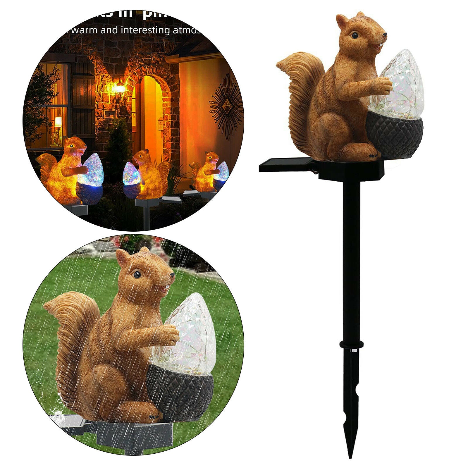 Squirrel Solar Garden Stake Lights IP65 for Yard Christmas Party Decor