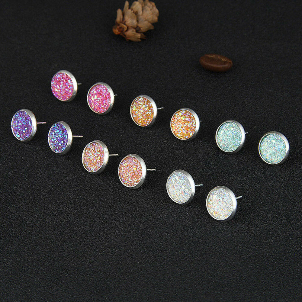 6 Pairs Stainless Steel Shiny Austrian Crystal Round Studs Earrings Chic Jewelry