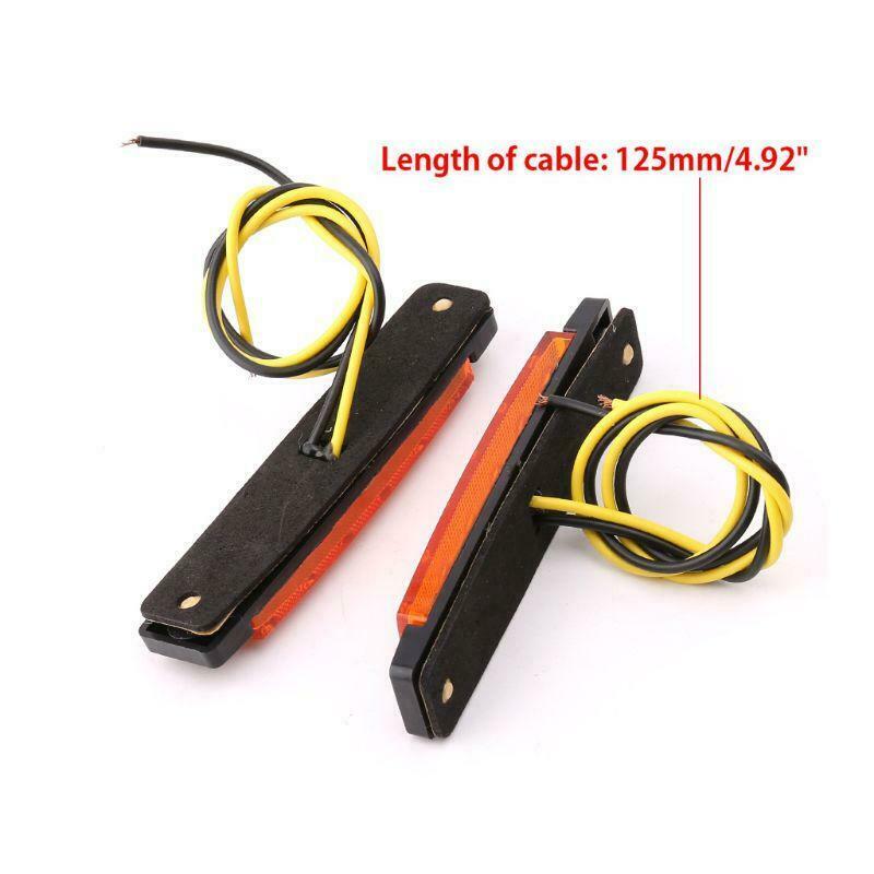 2X 6-LED Bus Van Boat Truck Trailer Side Marker Tail Light Lamp Yellow/Amber 12V