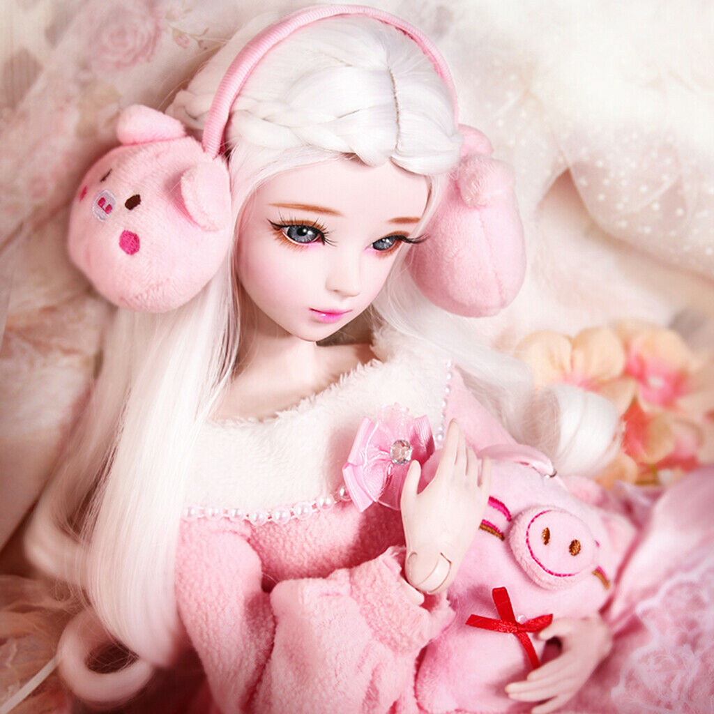 Fashion Pink Plush Fairy Dress with Accessories for 1/3 BJD 60cm Night Lolita