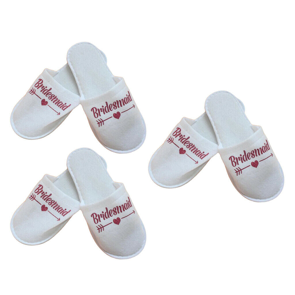 3 Pairs Lightweight Bridal Shower Bridesmaid Disposable Guest Slippers
