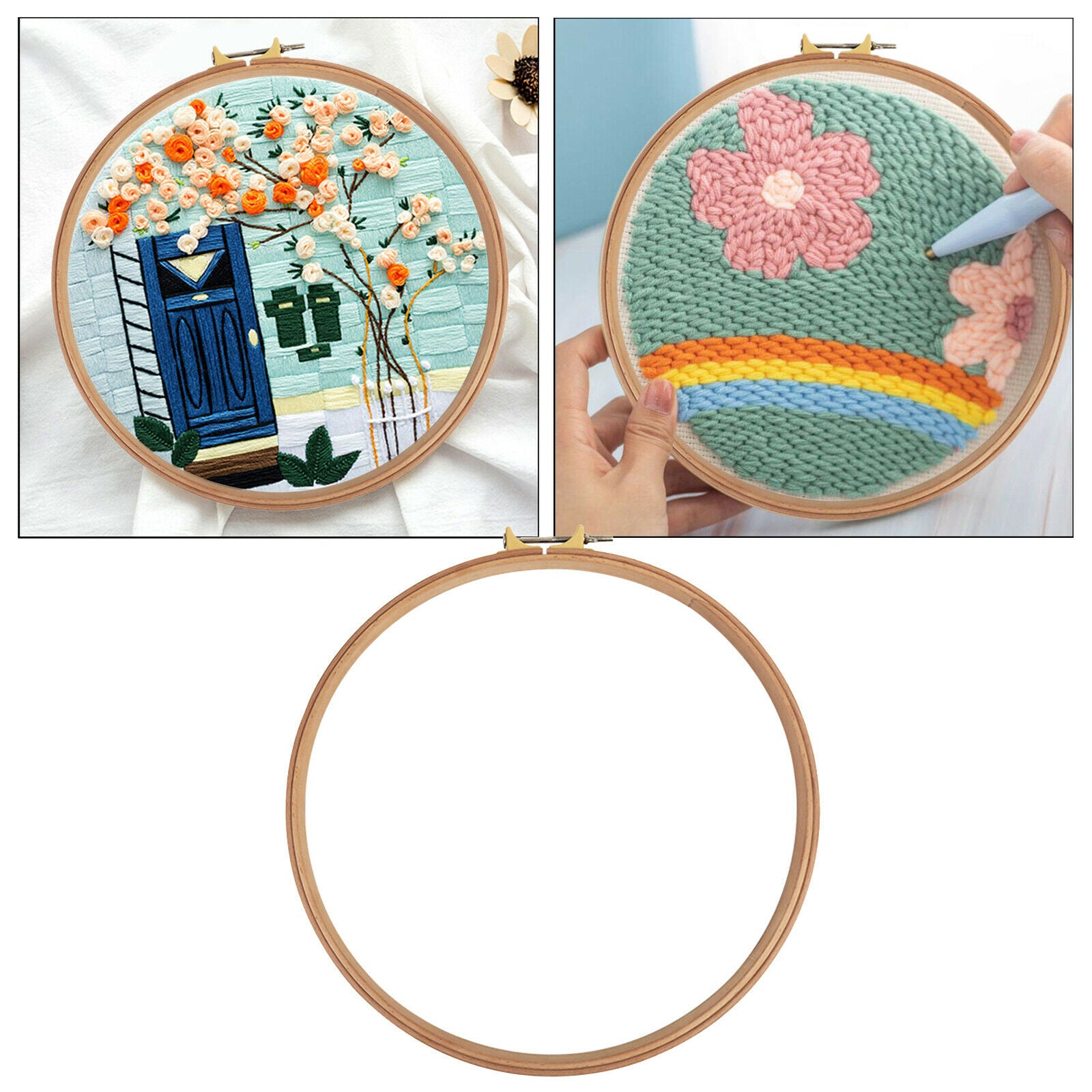 Adjustable Beech Wooden Embroidery Hoop Circle 14.5inch Cross-Stitch Sewing