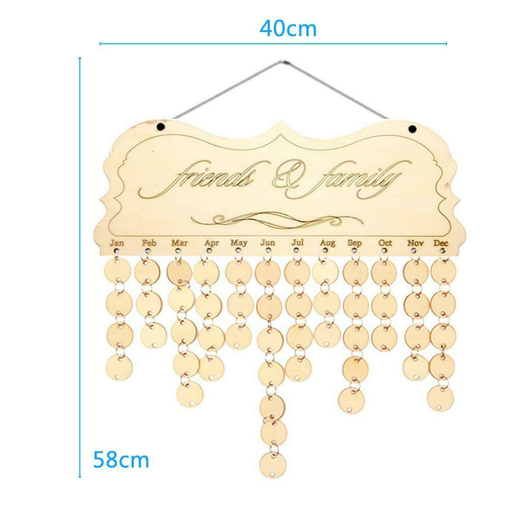 DIY Wooden Birthday Calendar Sign Special Dates Planner Board Hanging Decor @
