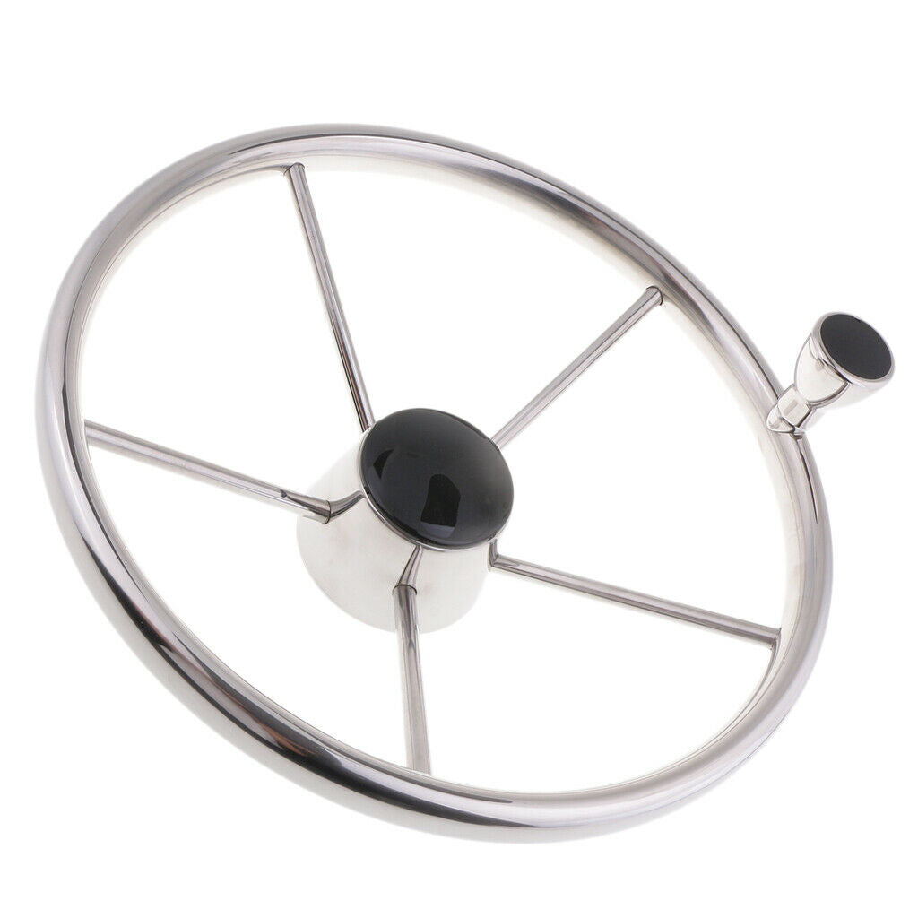 13-1/2 Inch Stainless Boat Marine 5 Spoke  Steering Wheel with Knob