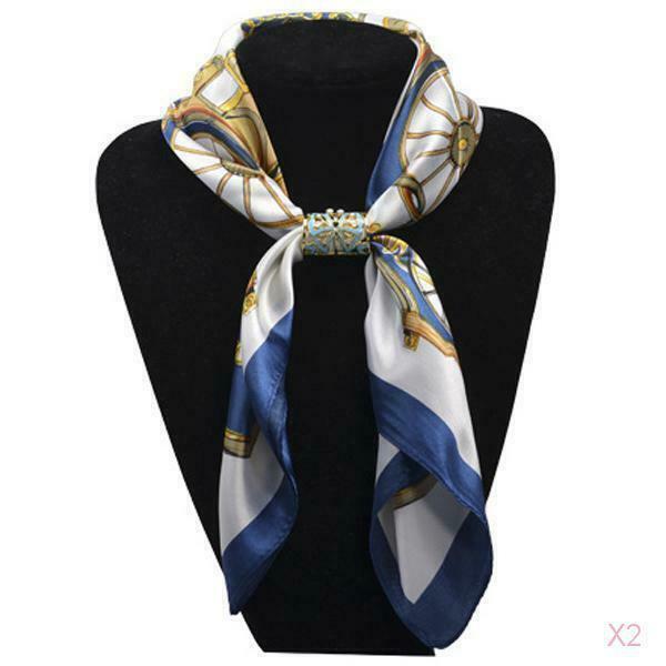 2x Enamel Butterfly Scarf  Clip Buckle Scarf Jewelry for Women Lake Blue