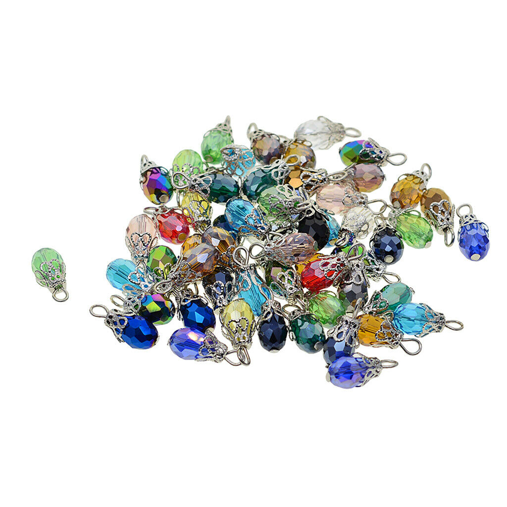 50pcs Glass Waterdrop Pendants Jewelry Making Charms For Necklace Bracelets