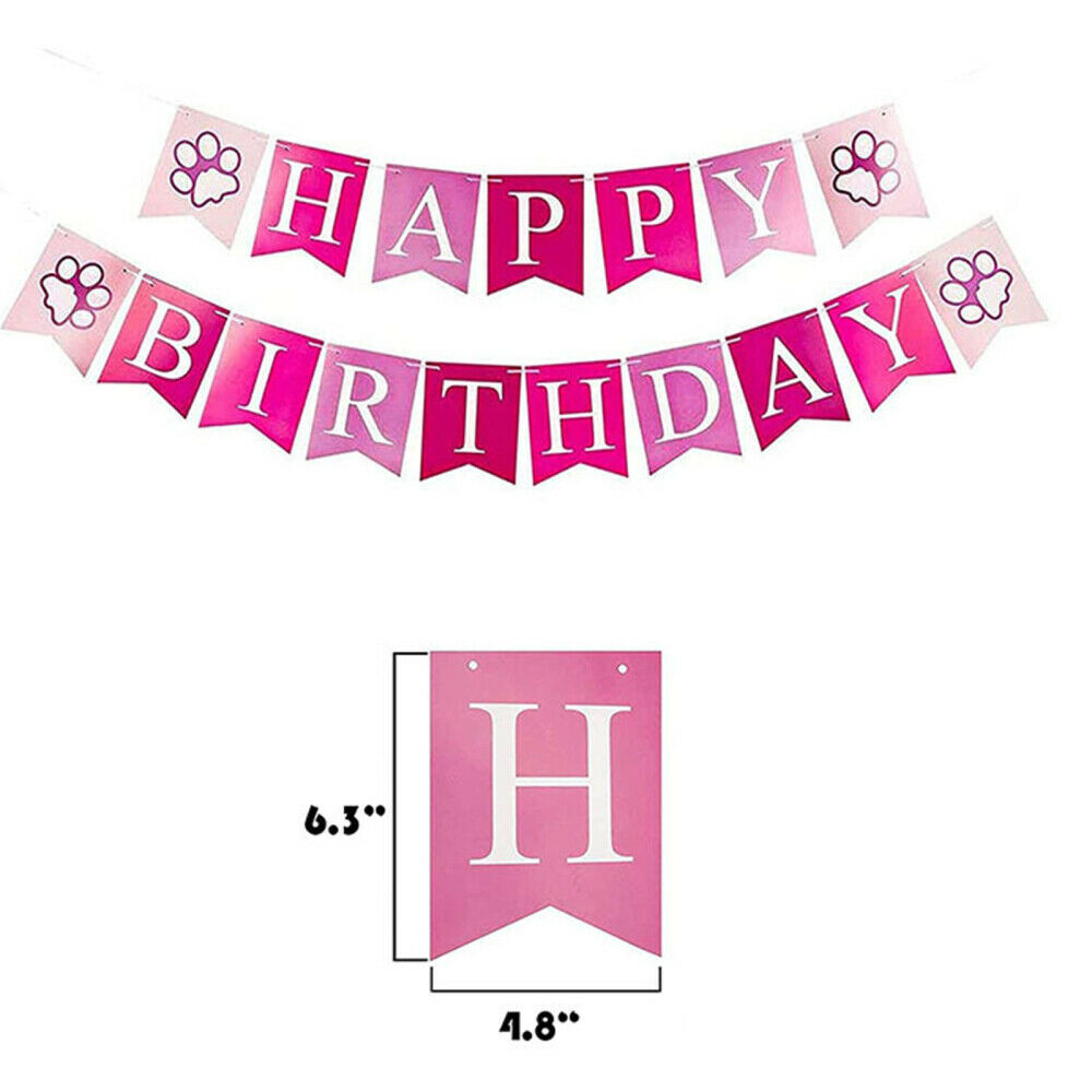 Pet Dog Happy Birthday Party Supplies Pink Themed Balloons Banner Hat Skirt