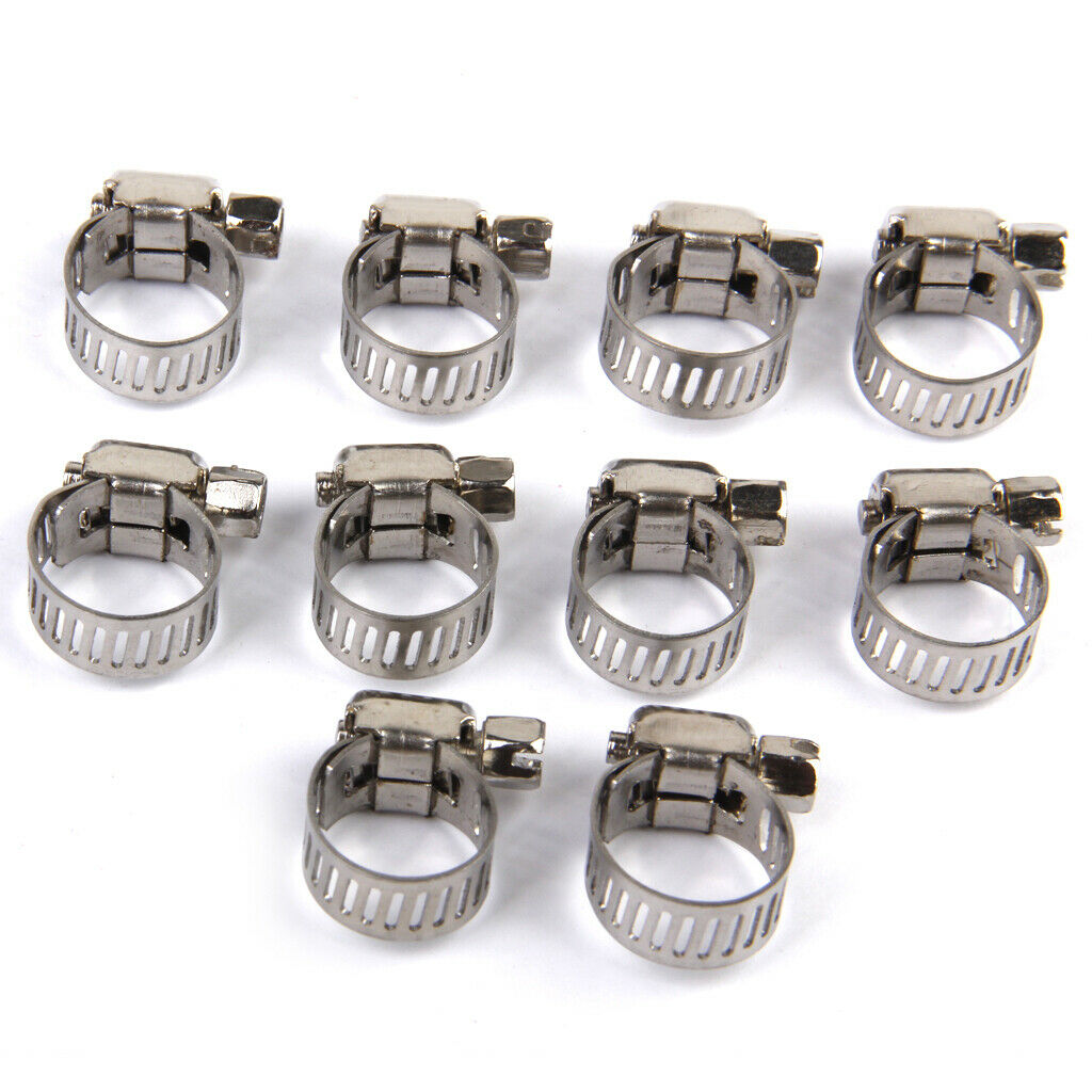 10pcs Adjustable Fuel Gasoline Pipe Hose Clamps Stainless Spring Clamp 8 12mm