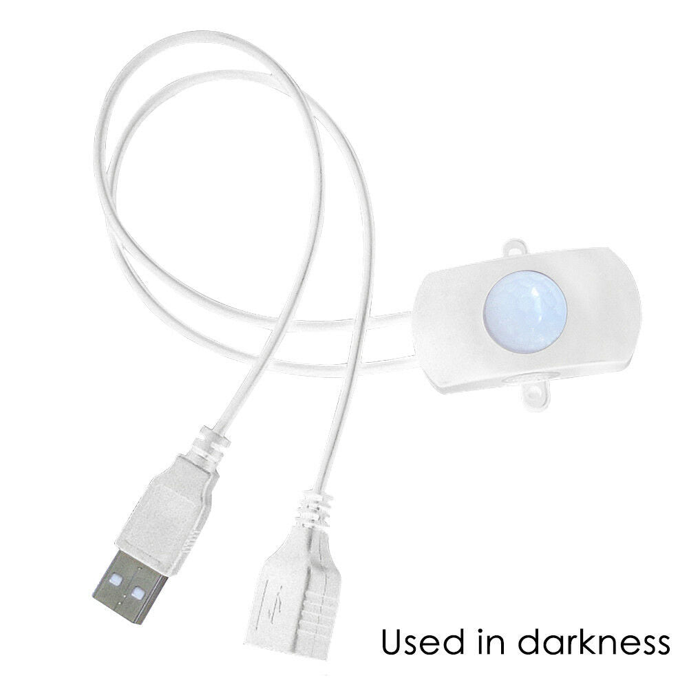 Adjustable PIR Infrared Motion Sensor Detector LED Light Strip USB Switch White