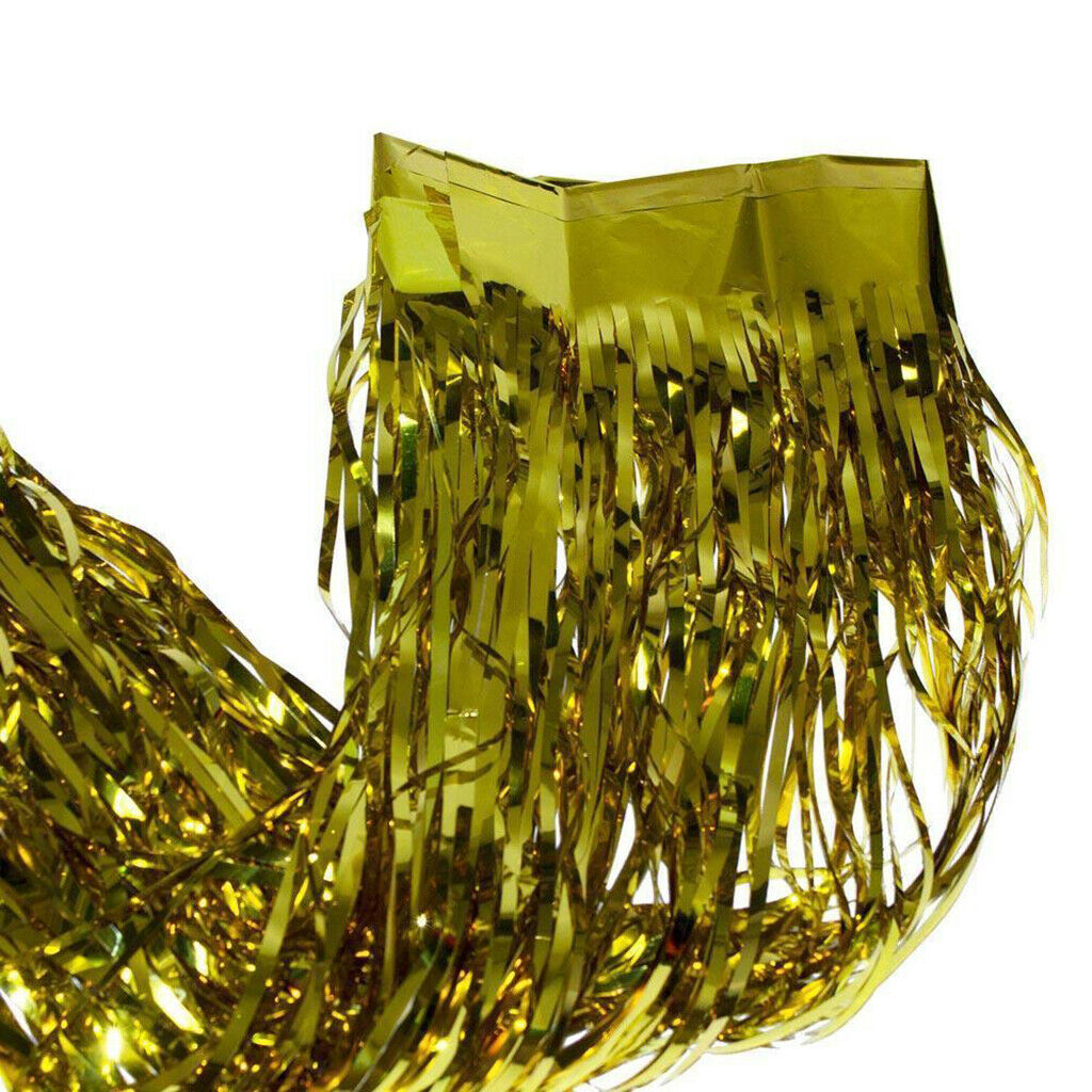 Metallic Fringe Curtain Party Foil Tinsel Home Room Door Decoration Blue