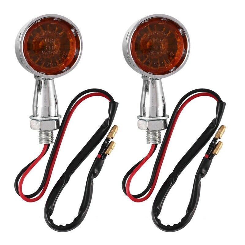 2Pcs/Set Motorcycle LED Retro Turn Signals Blinker Amber Indicator Light UniY4Y8