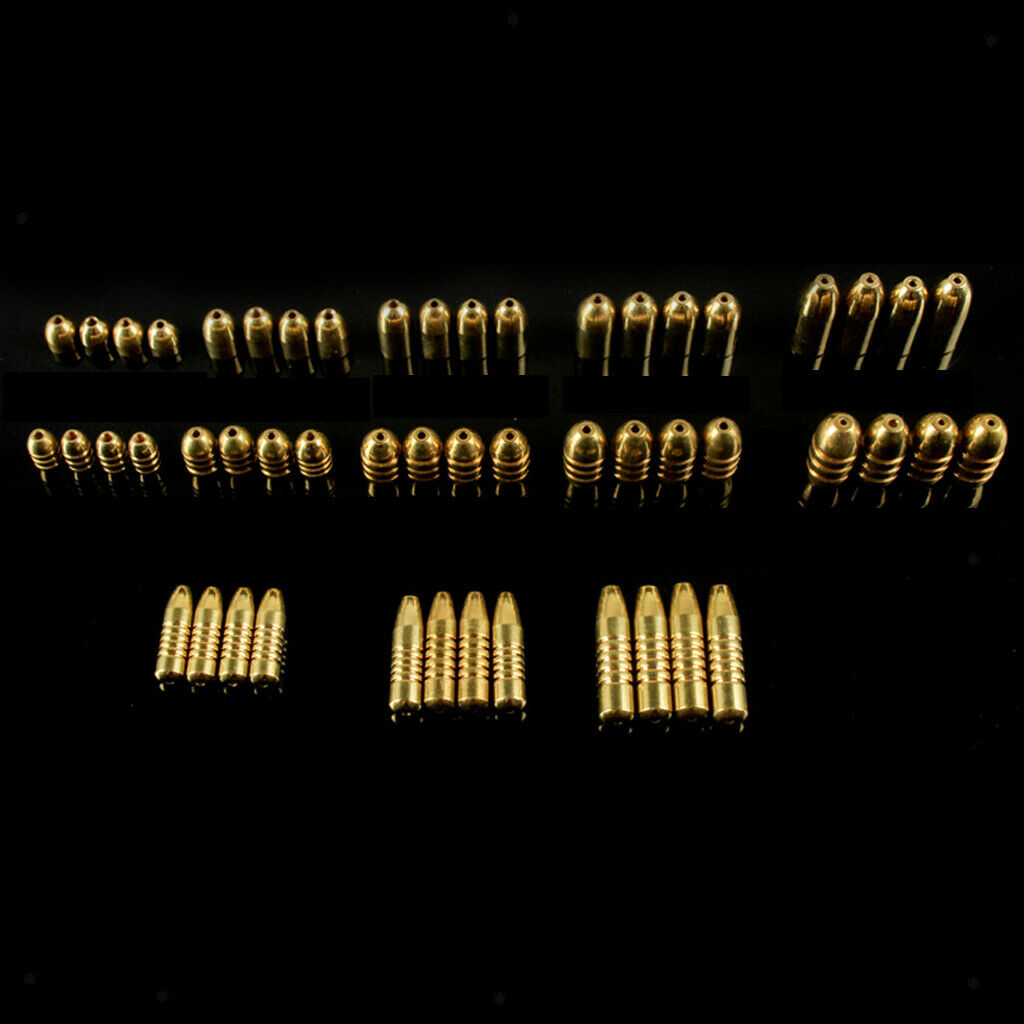 52pcs Brass Weights Bullet Shape Sinker Sea Carp Fishing   Sinker Tackle