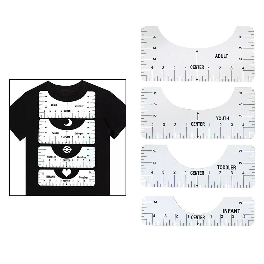 4x T-Shirt HTV Vinyl Alignment Ruler Tool Guide for Vinyl Cutter,