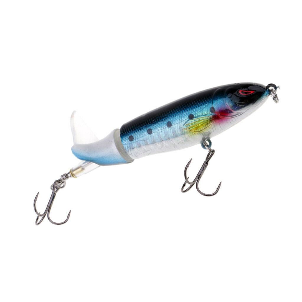 2Pcs Blue Popper Lures, Lifelike Topwater Fishing Lure Crankbaits with Plastic