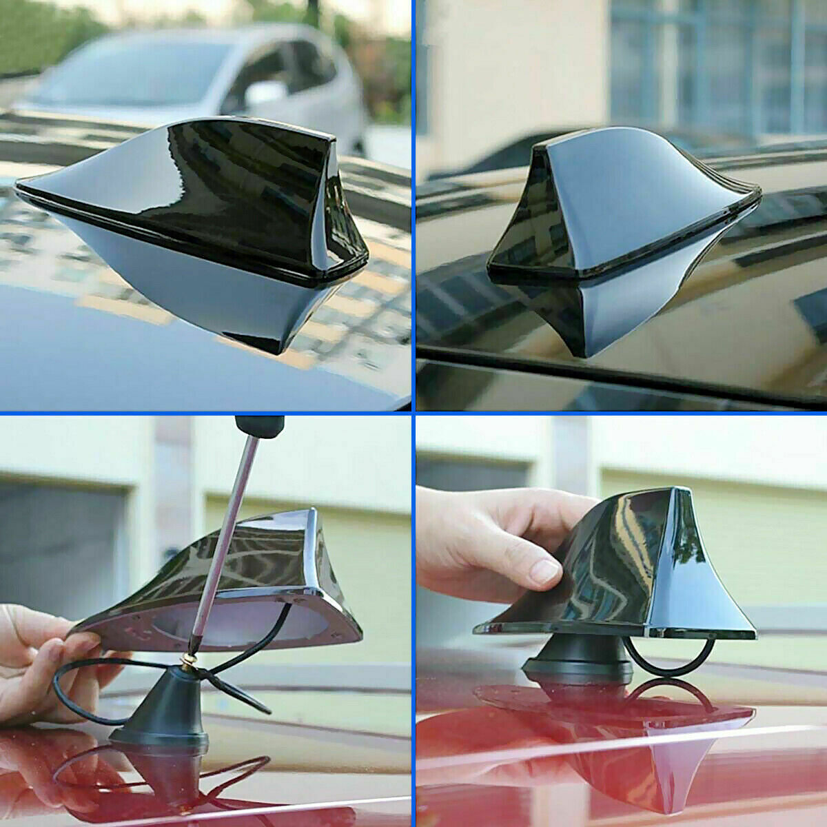 Black Shark Fin Roof Antenna Aerial FM/AM Radio Signal Decor Car Trim Universal