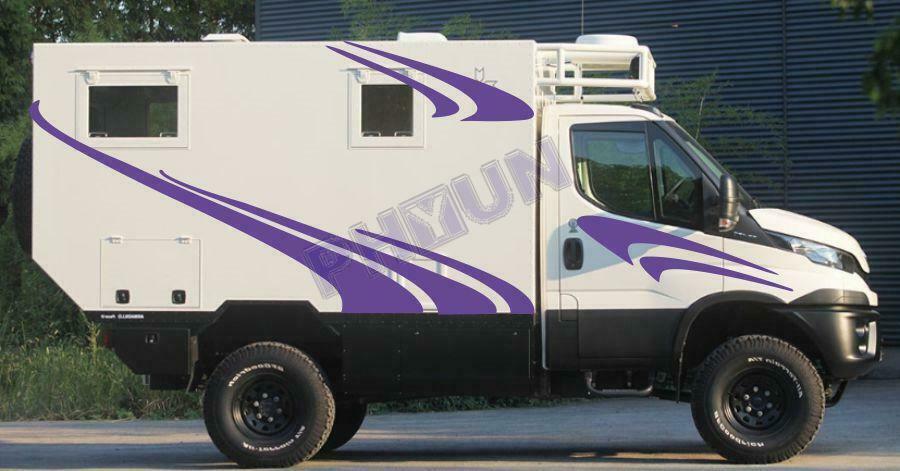 2x RV Caravan Stickers Purple Wave Stripe Look Decoration Decals GraphicsTrim