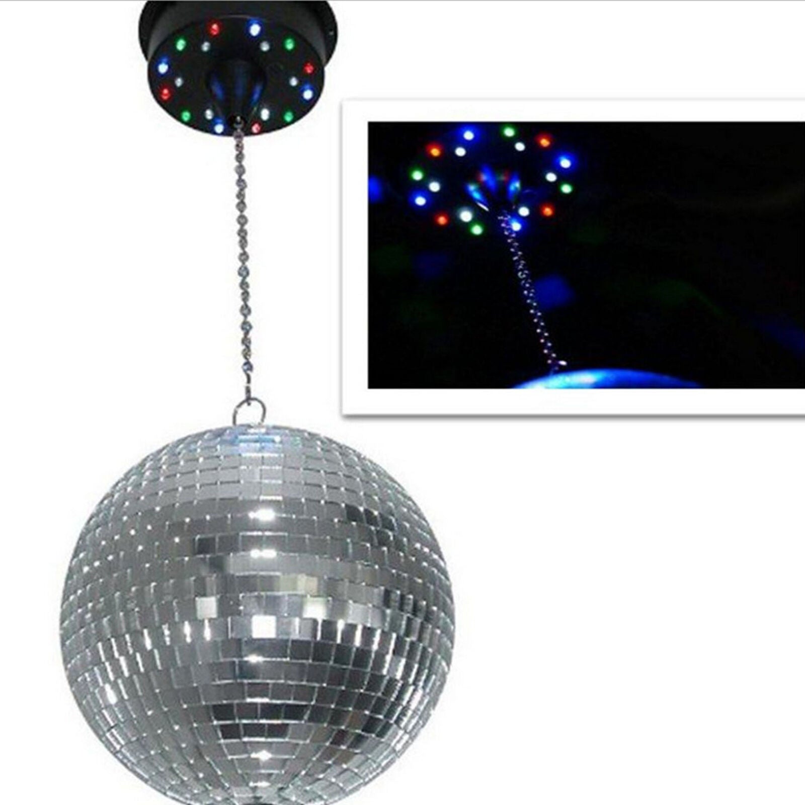 6RPM RGB Light Rotating Motor 18 LED For Mirror Disco Ball 6" 8" 12" DJ Party