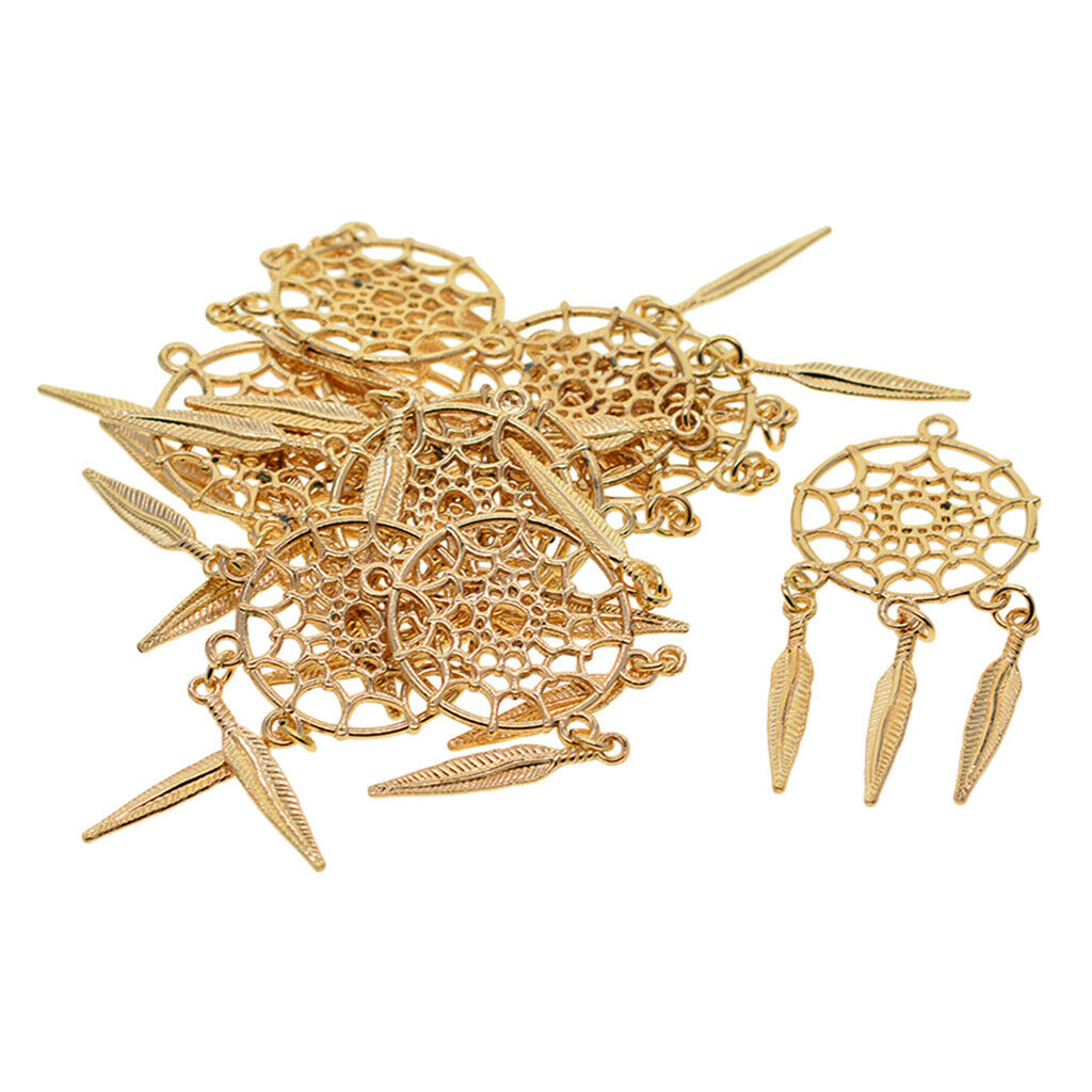 10 Pieces Feather Tassel Charms Pendants Jewelry Making Accessories for DIY