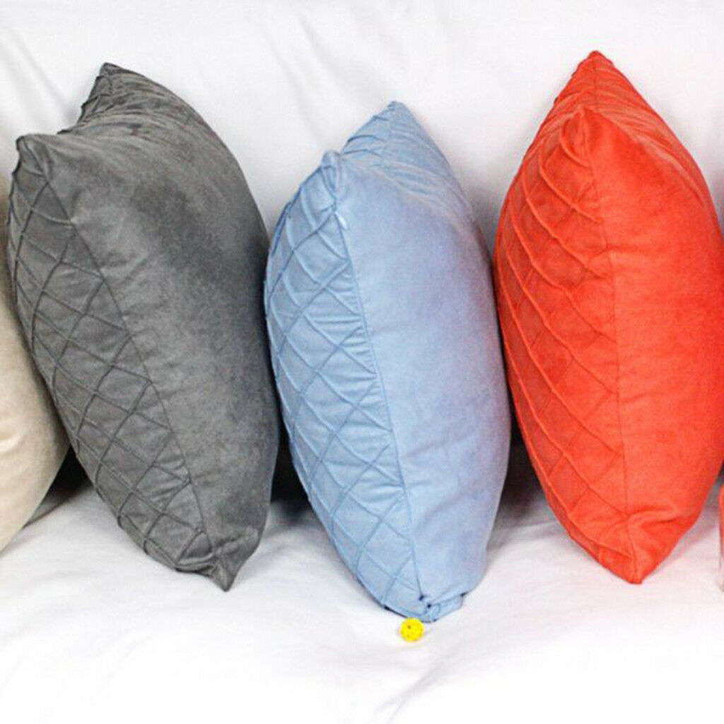2Pcs Bright Blue Velvet Pillow Covers Geometric Embossment Decor Cozy Cushion