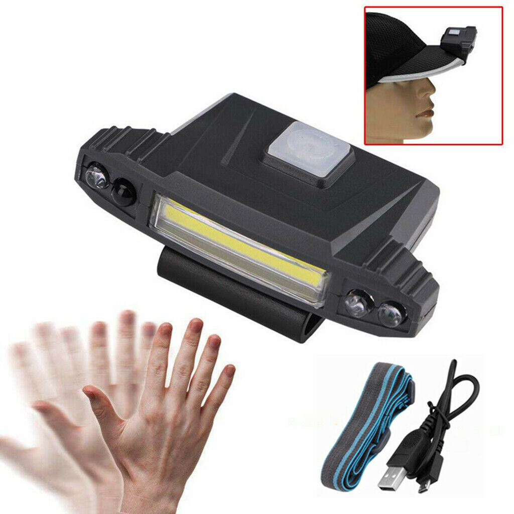 Portable COB Head Lamps Outdoor Hat Clip Light 4 Modes Flashlight Hiking Fishing