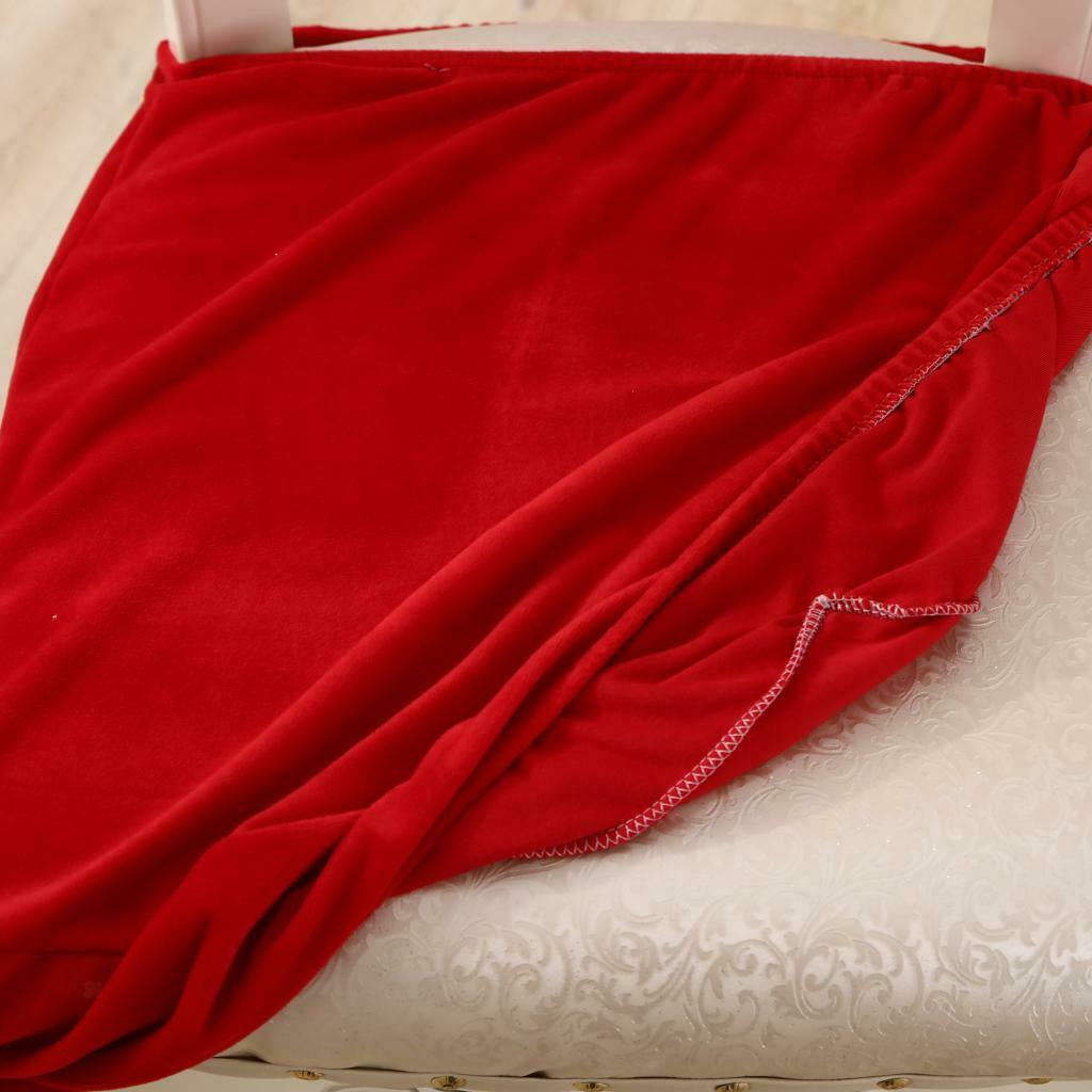 Velvet Polyester Stretch Wedding Banquet Dining Chair Seat Cover  Red
