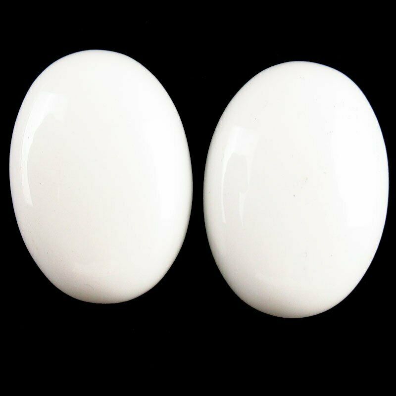 8Pcs 38g White Jade Oval 25x18x6mm Cab Cabochon A-230JM