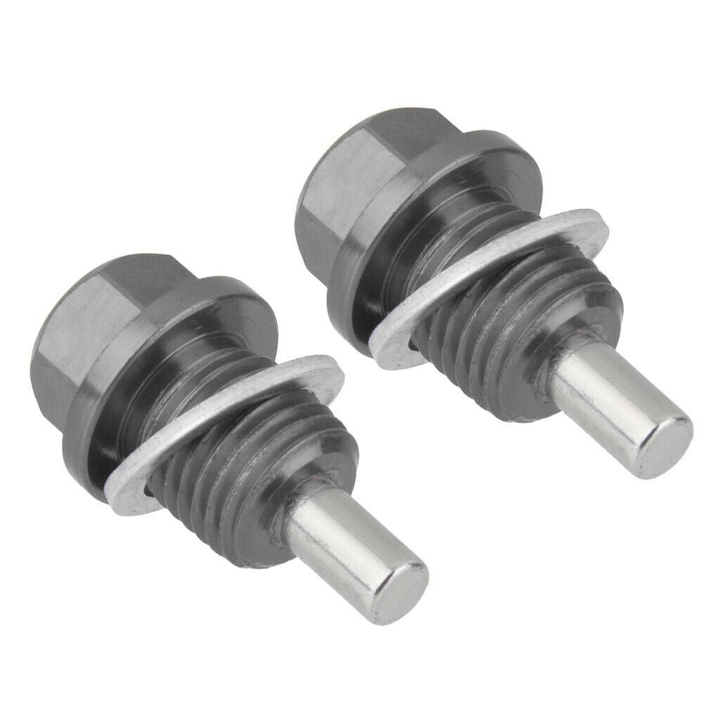 2 Pieces M14X1.5 Anodized Magnetic Oil Pan/Transmission Drain Plug Titanium