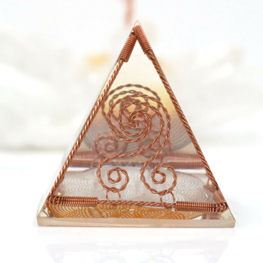 Orgone Energy Generator Healing Reiki Pyramid Copper Coil Home Office Ornament