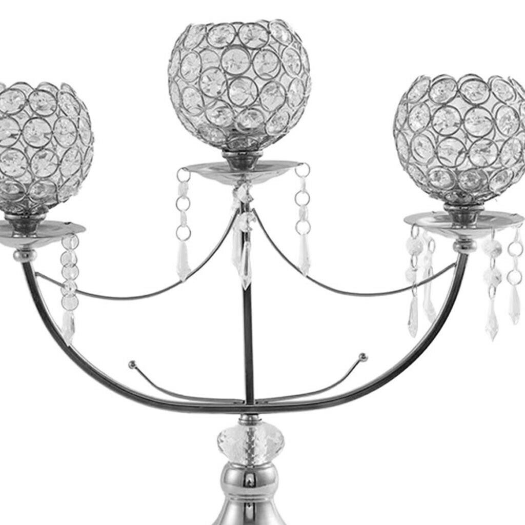 Crystal Candle Holder with 3 Arms Table Centerpieces for Home Bedroom Decor
