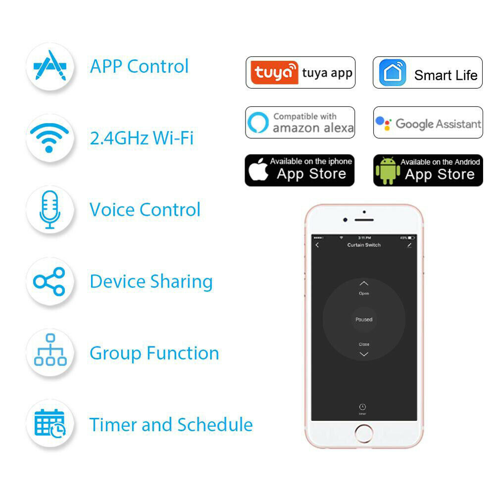 WiFi Smart Curtain Switch Bluetooth APP Control Smart Roller Shutter Switch