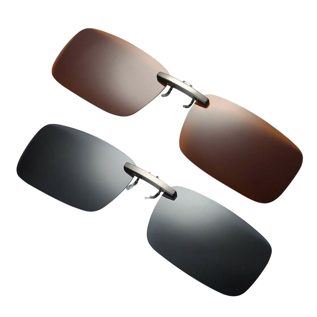2pcs Clip on  Up Sunglasses UV400 Driving Fishing Glasses