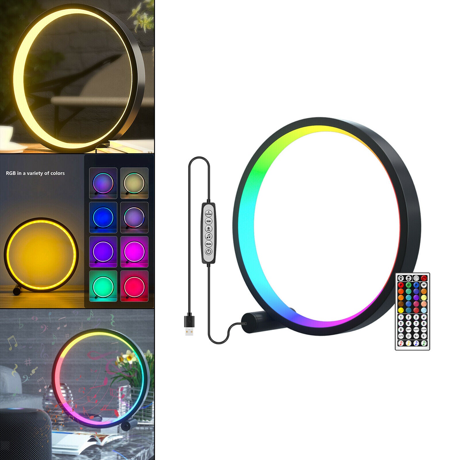 LED Night Light Colorful RGB LED Mood Lighting Circle Desktop Lamp Office