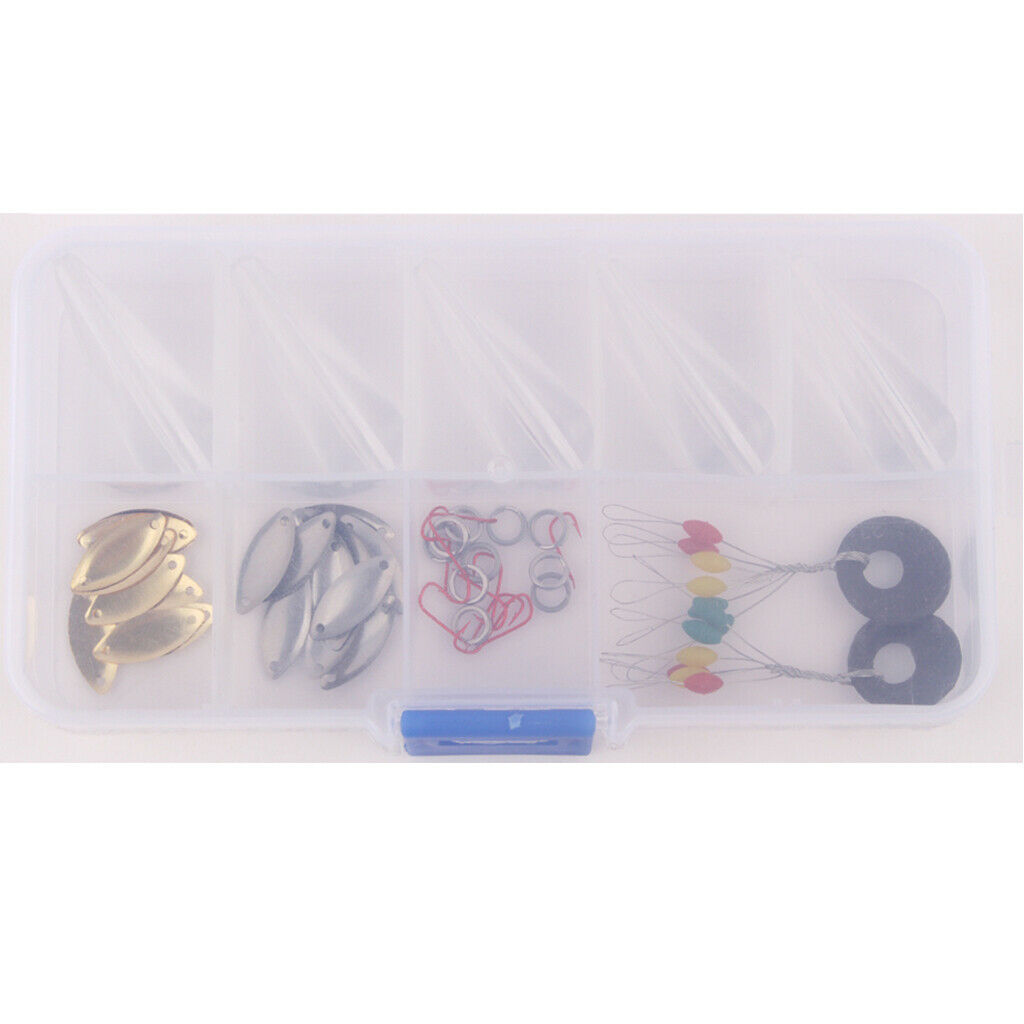 48pcs Fishing Accessories Tackle Box with Spoon Sbirolino Floats Hook Rings