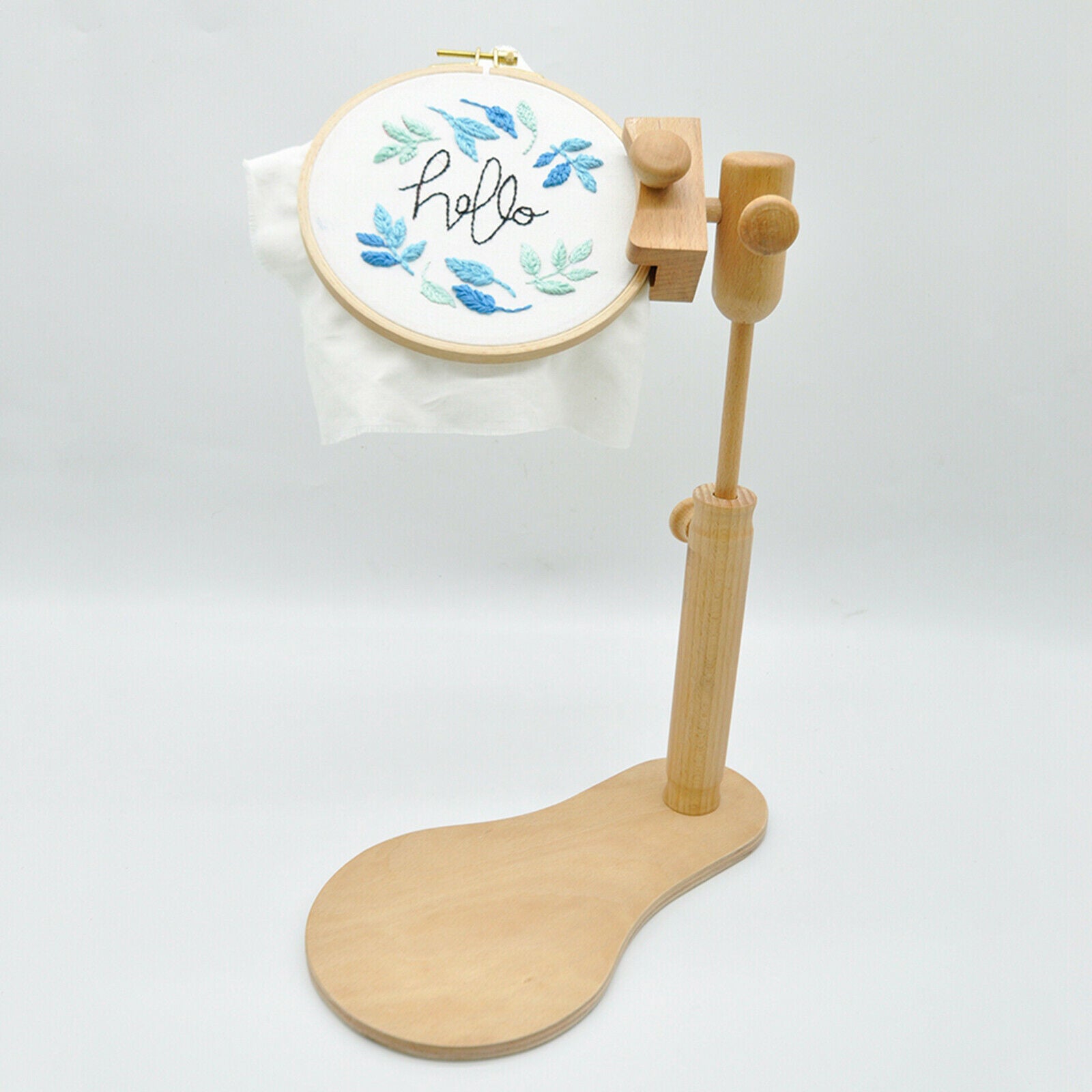 Adjusting Embroidery Lap Stand Tabletop Cross Stitch Rack Holder Wood Loop Frame