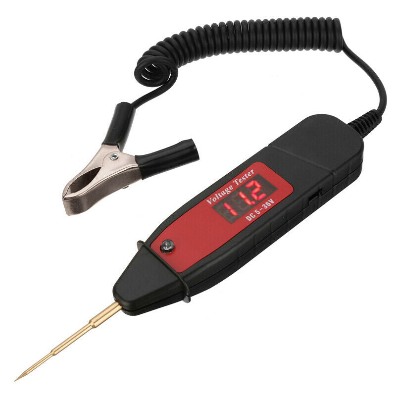 Car Voltage Detector Test Pen 1.65m Extended Spring Line w/ ON OFF Switch5-36V