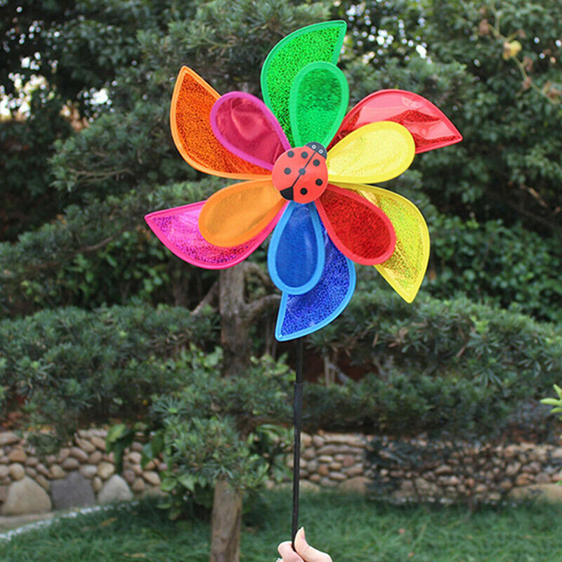 Double Layer Ladybug Windmill Wind Spinner Pinwheel Home Garden Yard Deco.l8