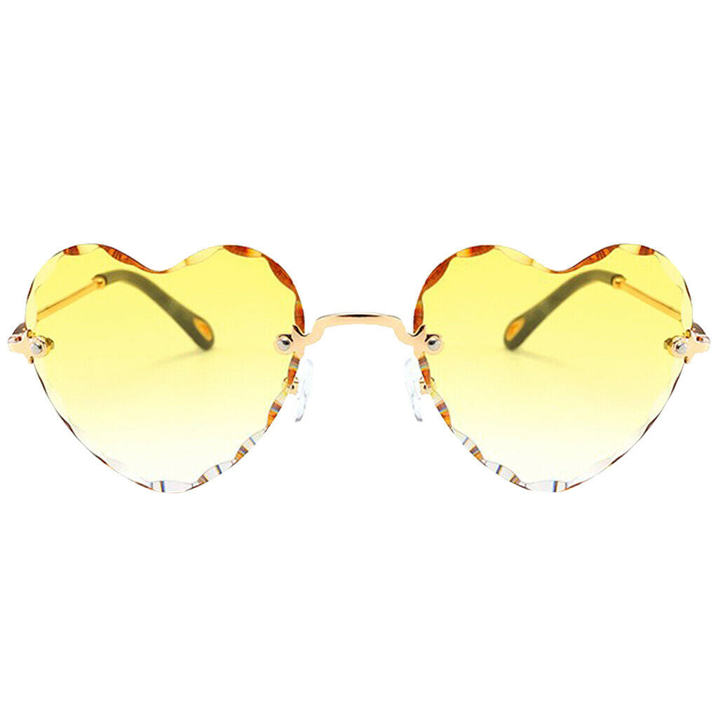 3Pcs Women Gradient Rimless Heart Shape Fashion UV400 Sun Glasses Aint-glare