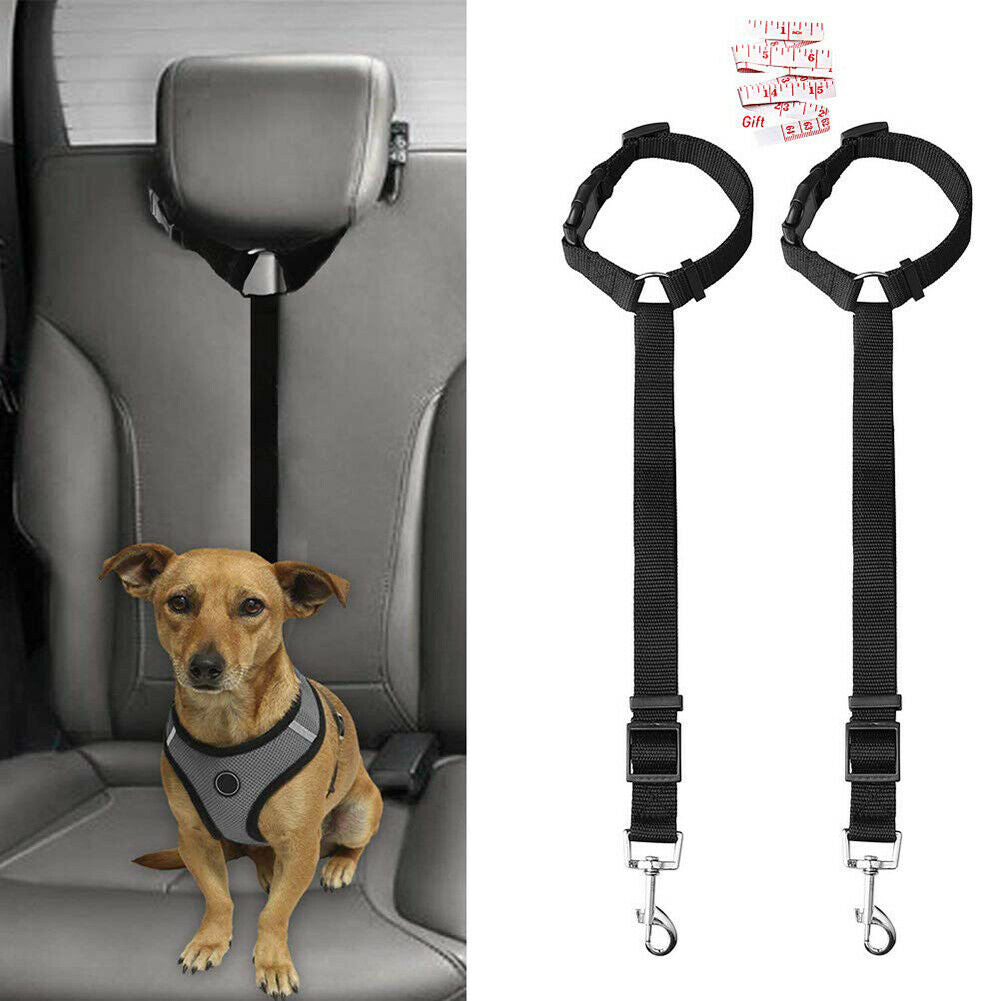 Dog Cat Safety Seat Belt Restraint Harness Adjustable Pet Leading Leash Black HN