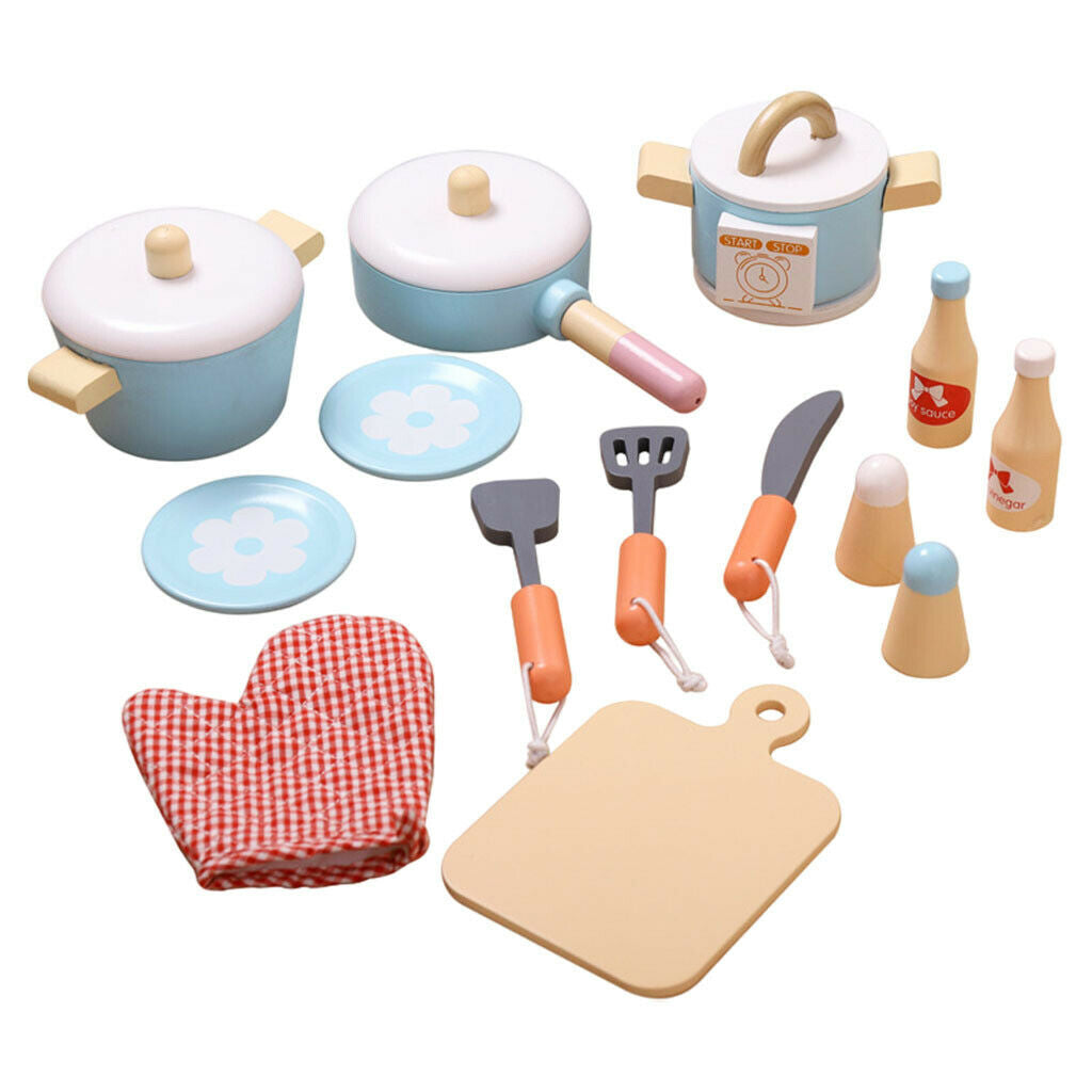 14x Kitchen Playset Role Play House Cookware Spatula Cutting Board for Kids