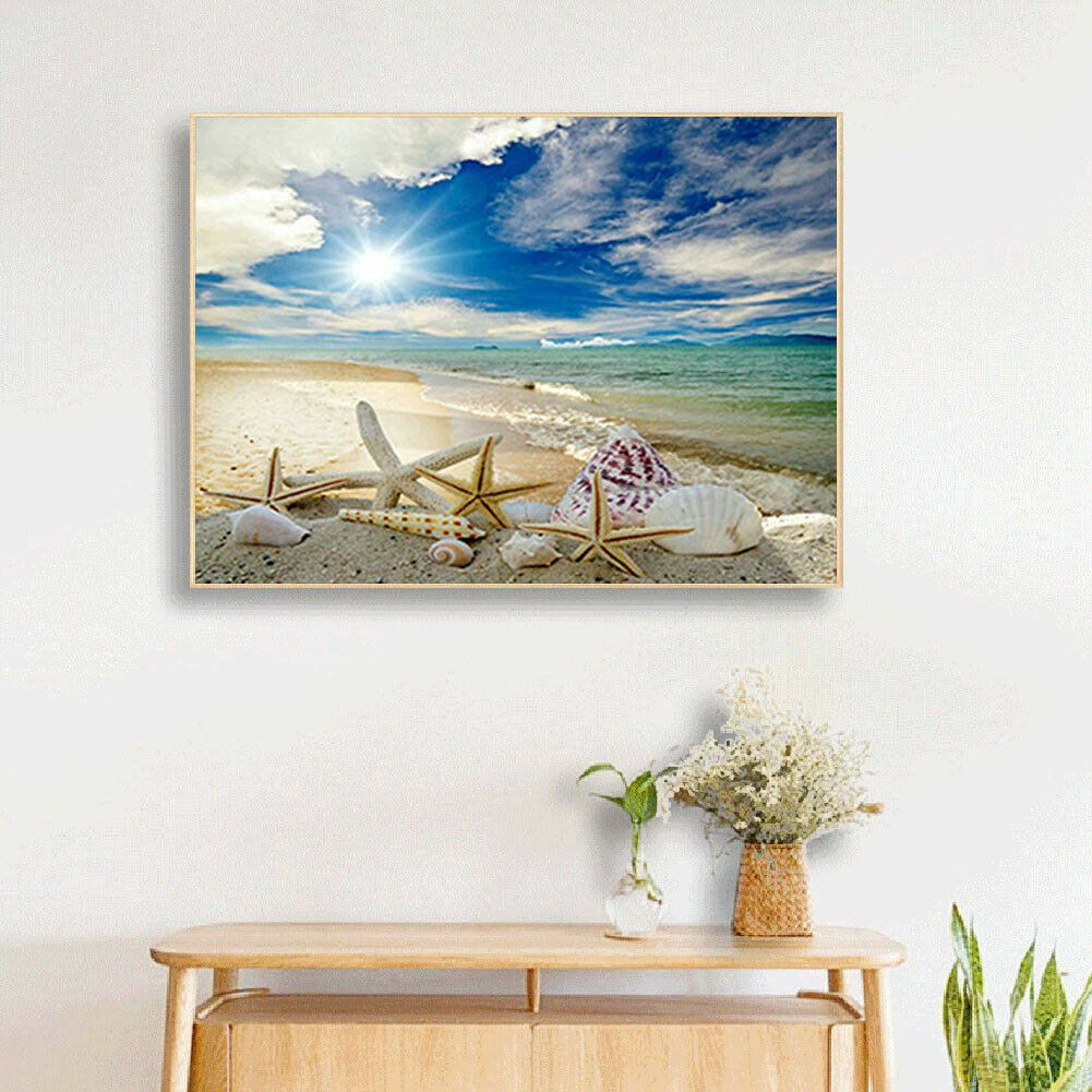 DIY Full Square Drill Diamond Painting Beach Shell Embroidery Mosaic Craft  @