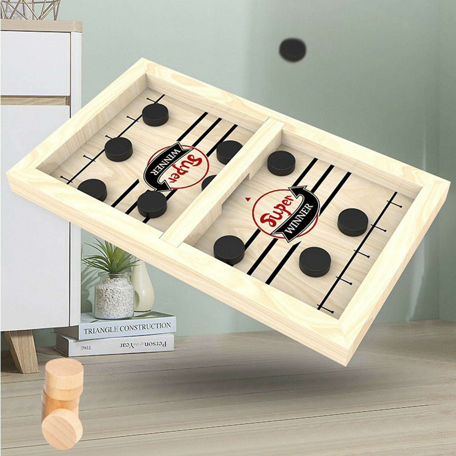 Wooden Foosball Ice Hockey Game Tabletop Battle Board Game Bounce Chess Toys for