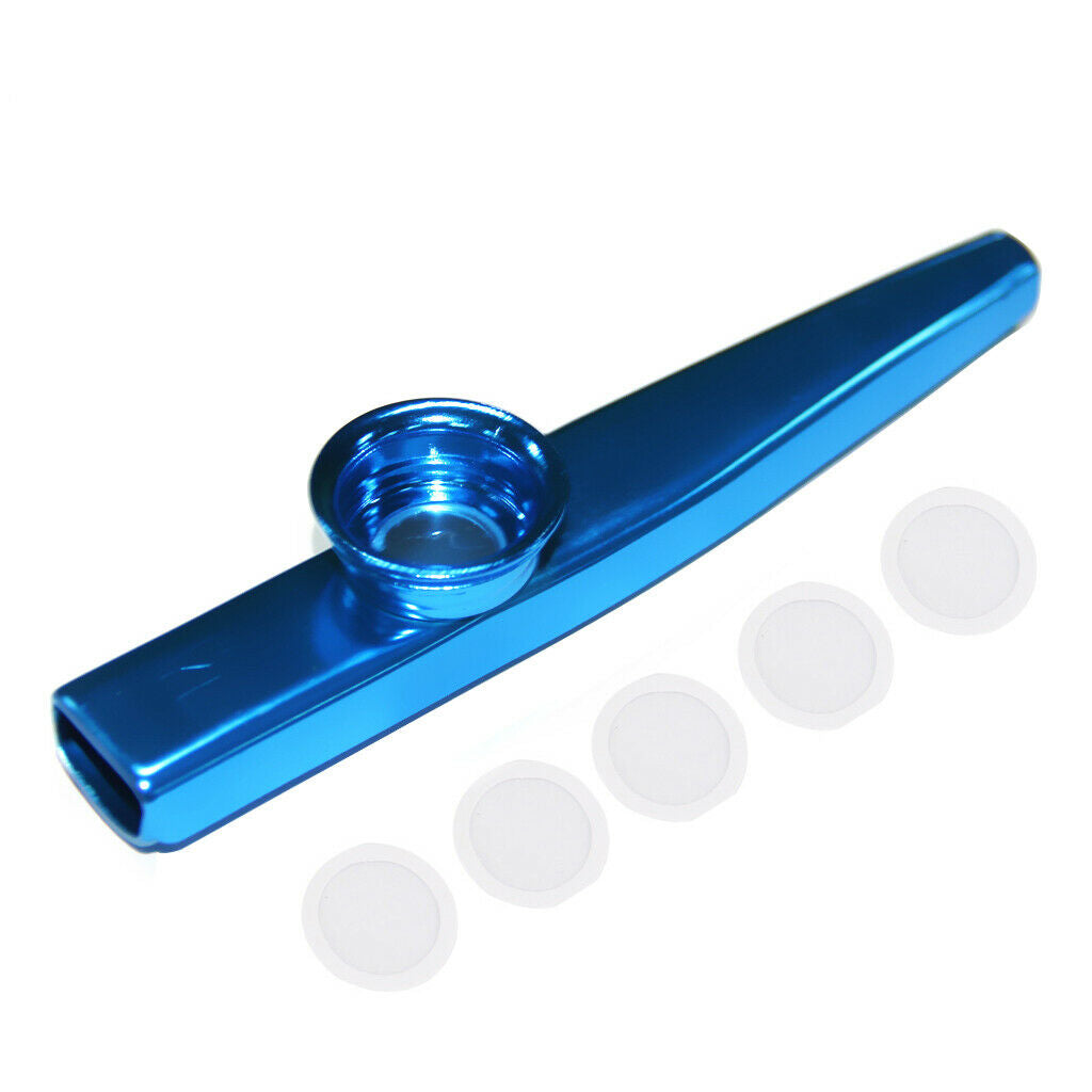 Portable 2Pcs Golden Blue Metal Kazoo Mouth Flute Mini Kids Wind Instrument
