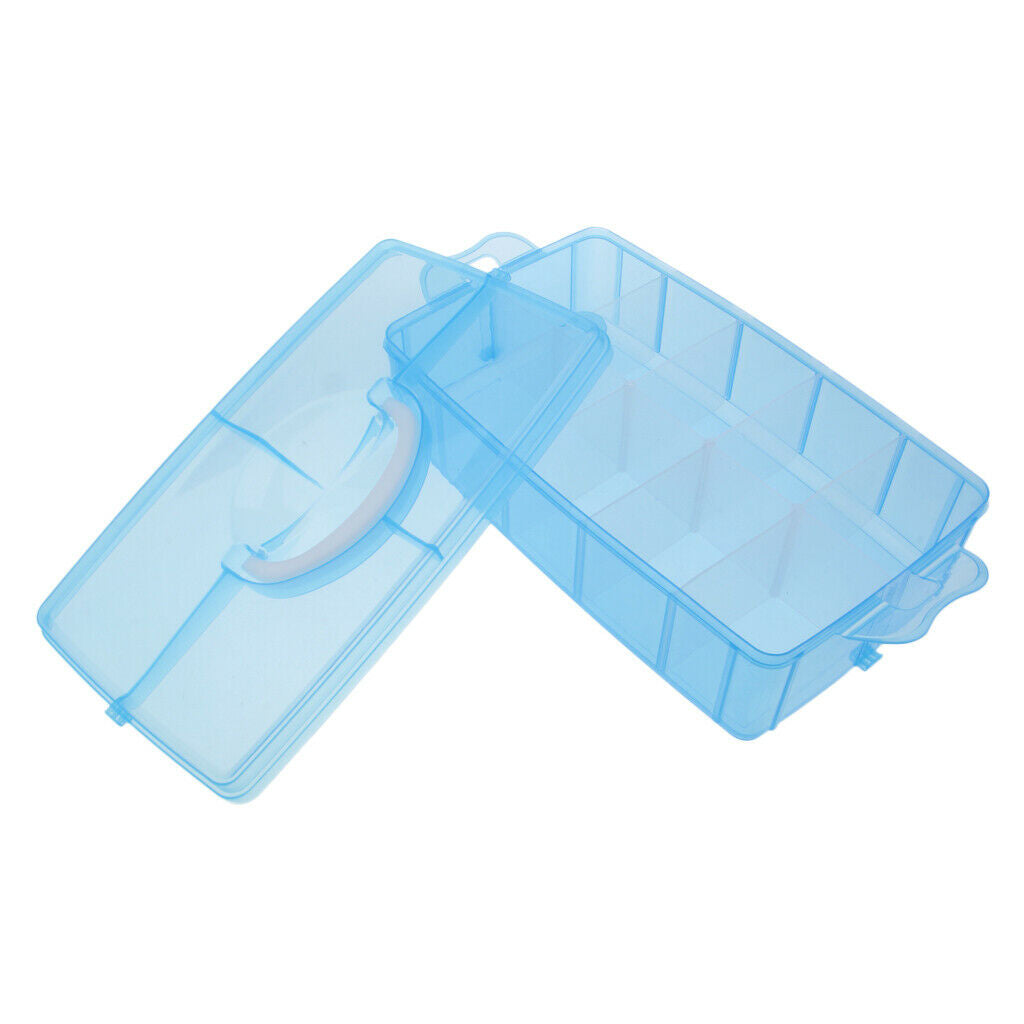 Plastic 10 Slots Jewelry Storage Box Case Crafts Organizer Beads Holder - Blue,