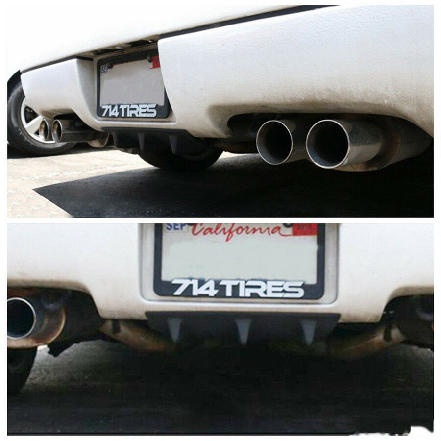 1xUniversal Rear Bumper Lip Chassis Diffuser Spoiler 3 Fin Shark Fin Style Gloss