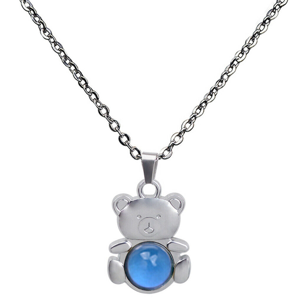 Charm Color-changing Mood Necklace Bear-shaped Pendant Women Banquet Jewelry