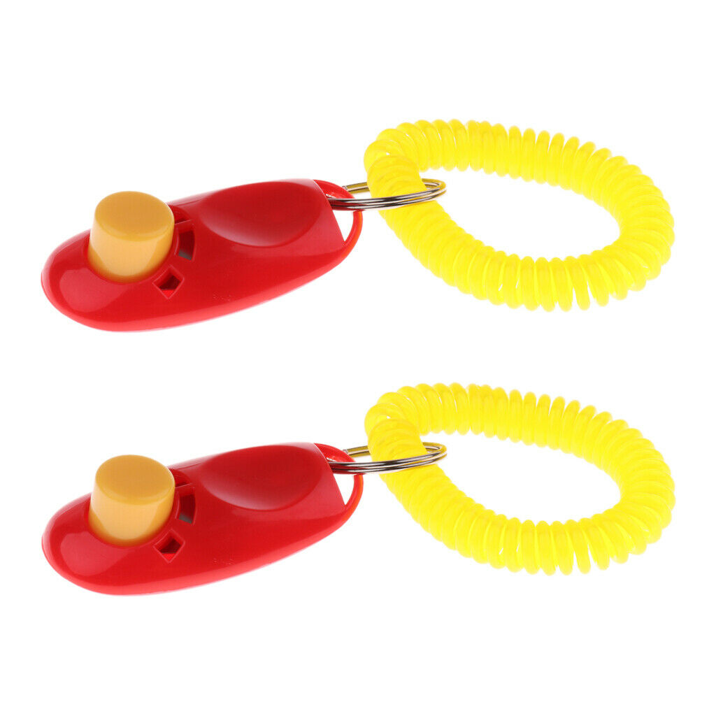 2 Pieces Easy Whistle Dog Puppy Pet Training Obedience Agility Keychain Red