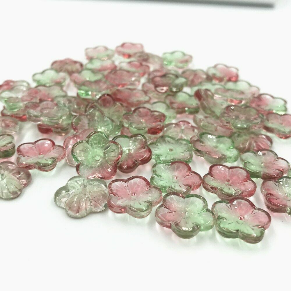20pcs Czech Glass Flower Beads DIY Handmade crafts Gradient Color 14mm