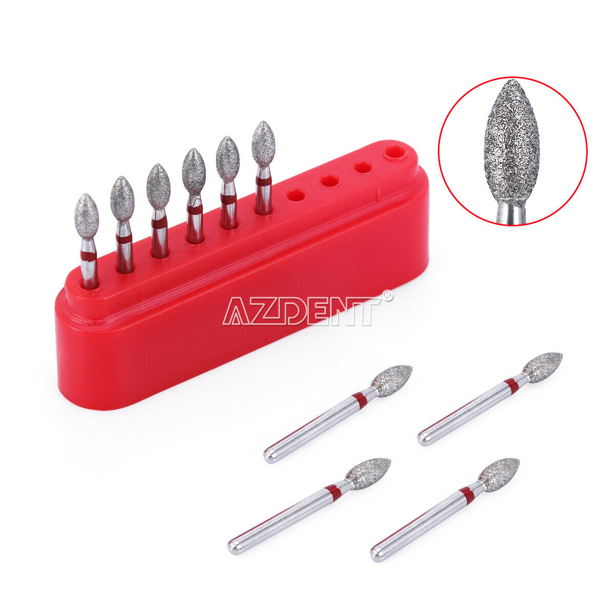 5 Box AZDENT Dental Diamond Burs Football Fine #368-023F RED 10pcs/Kit