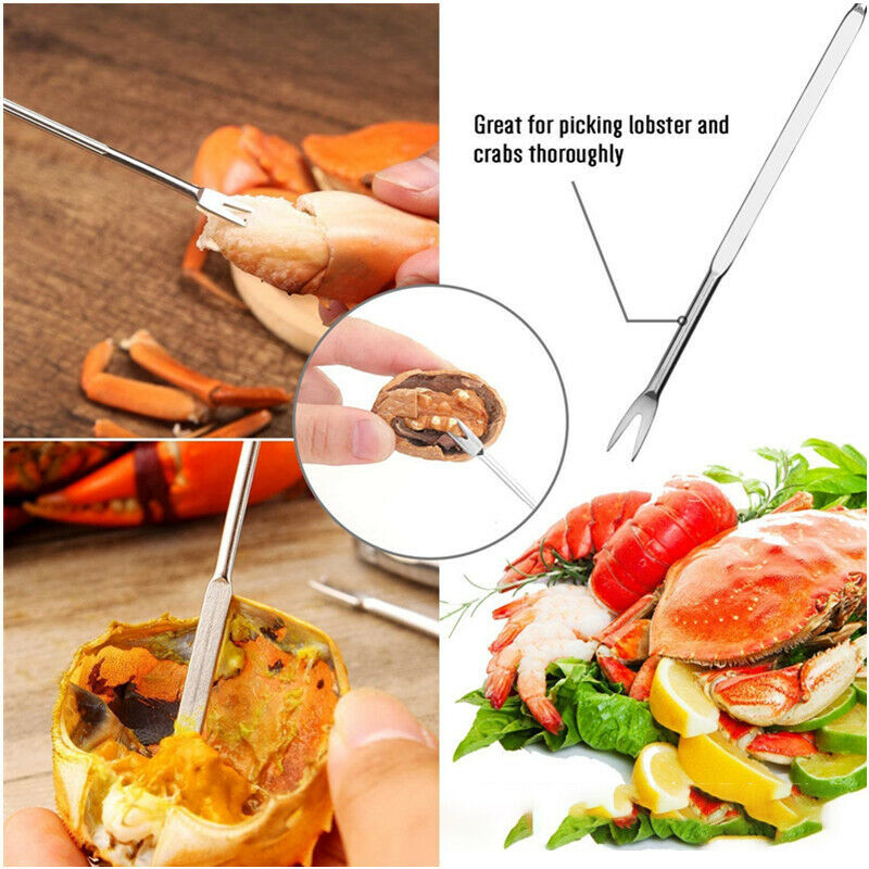 12Pcs Crab Tools Seafood Tools Set includes 4 pliers+4 needles+4 forks with BDA